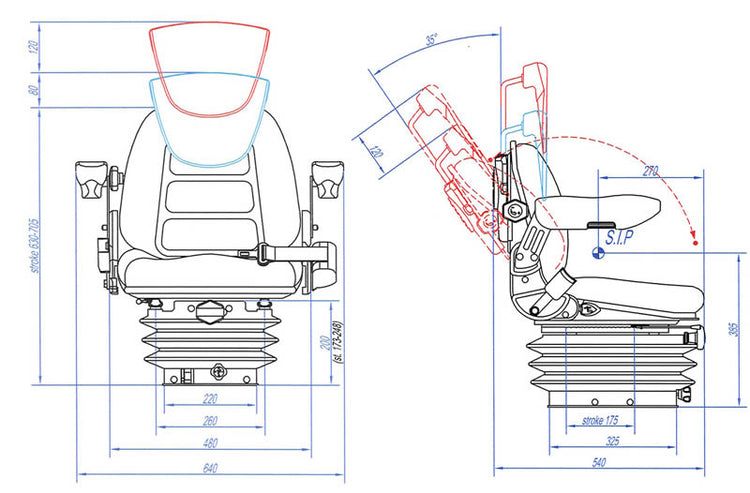 BARE-CO B9646 LOW BACK SUSPENSION SEAT WITH HEAVY DUTY SCISSOR ACTION