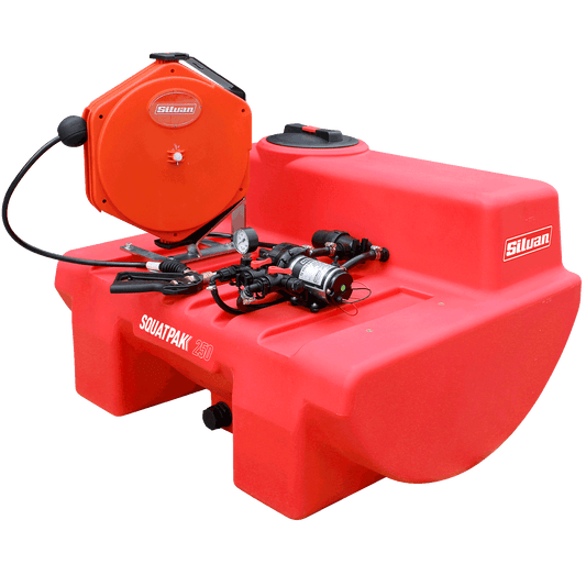 SILVAN 250L 12V SQUATPAK SPRAY TANK - 15M RETRACTABLE HOSE REEL