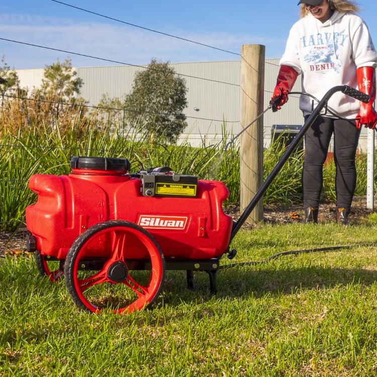 SILVAN REDLINE RECHARGEABLE 12V TROLLEY SPRAYER - 25L