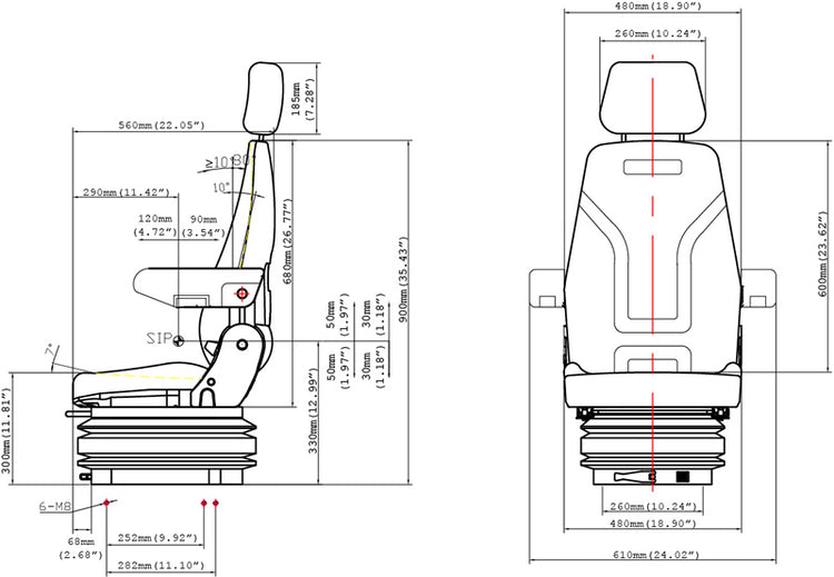 Bare-Co B6180 Vinyl Weather Resistant Platform Mount Seat